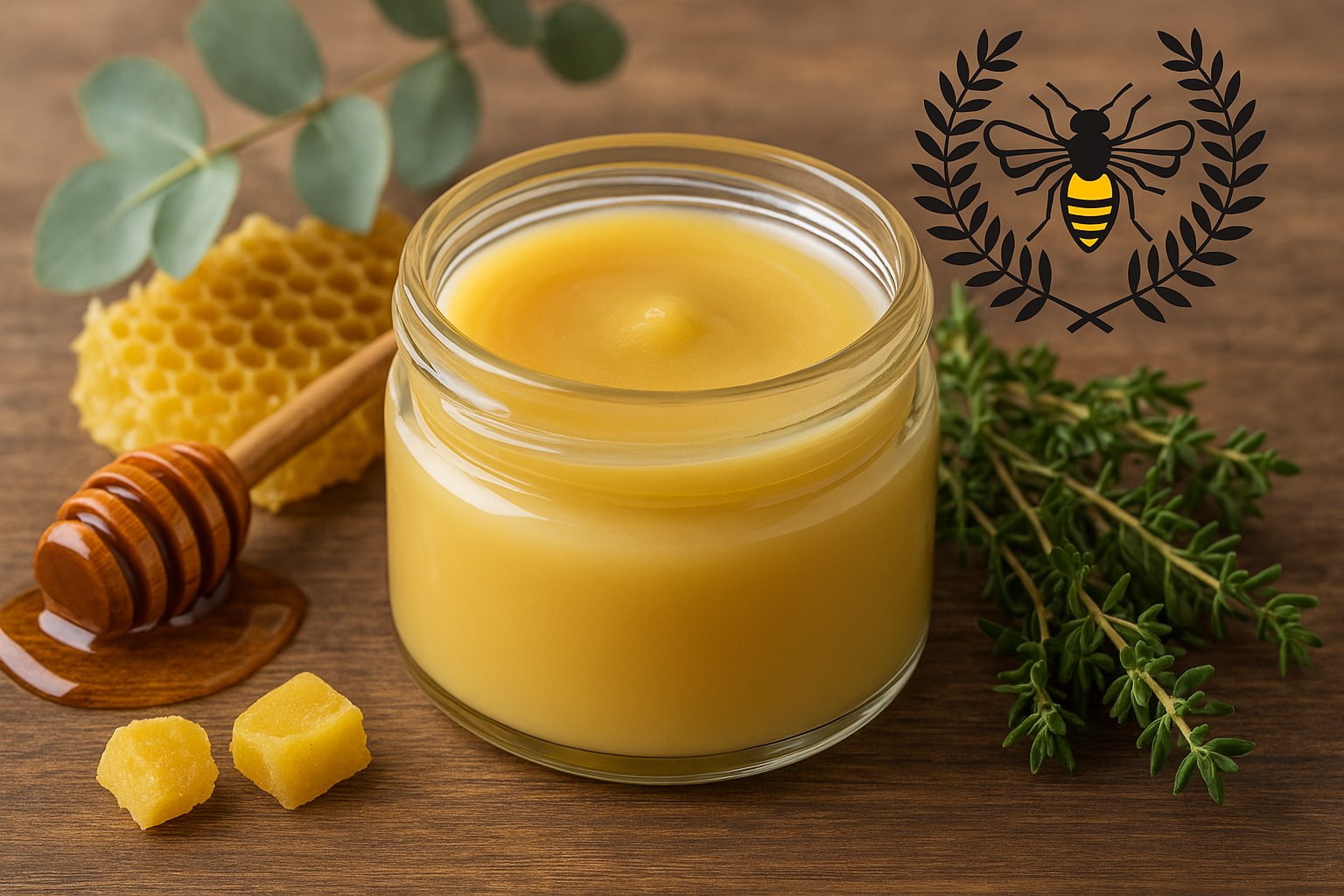 Honing, bijenwas en kruiden in pot